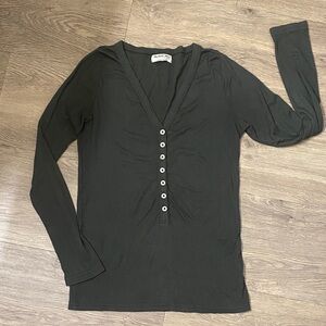 MICHAEL STARS Dark green Button-Down Long Sleeve Top